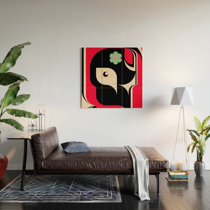 Red Girl Wood Wall Art Gallery Image 2