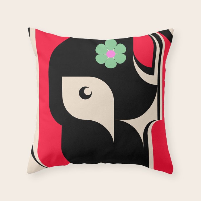 Red Girl Throw Pillow Gallery Image 1