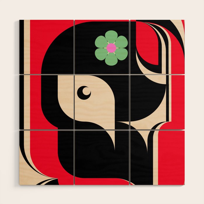 Red Girl Wood Wall Art Gallery Image 1