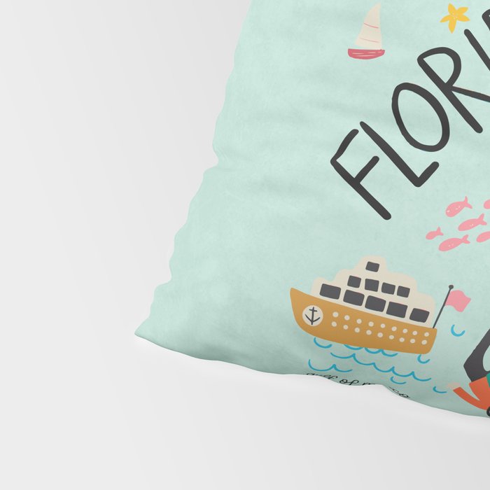 Florida State Beach Map Pillow Sham Gallery Image 4