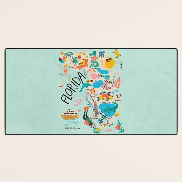 Florida State Beach Map Desk Mat Gallery Image 3