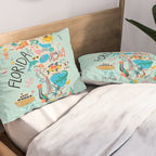 Florida State Beach Map Pillow Sham Gallery Image 2