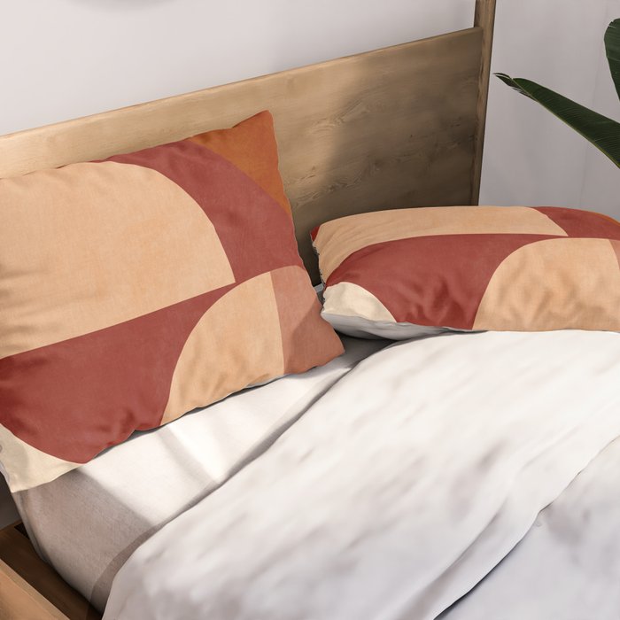 abstract retro shapes earthy Pillow Sham Gallery Image 2