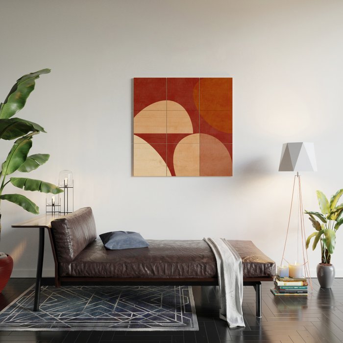 abstract retro shapes earthy Wood Wall Art Gallery Image 2