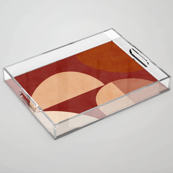 abstract retro shapes earthy Acrylic Tray Gallery Image 1