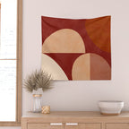 abstract retro shapes earthy Wall Tapestry Gallery Image 2