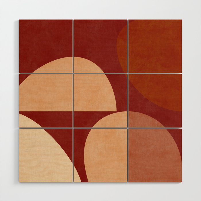 abstract retro shapes earthy Wood Wall Art Gallery Image 1