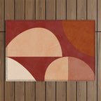 abstract retro shapes earthy Outdoor Rug Gallery Image 1