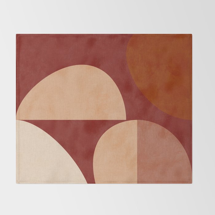 abstract retro shapes earthy Throw Blanket Gallery Image 2