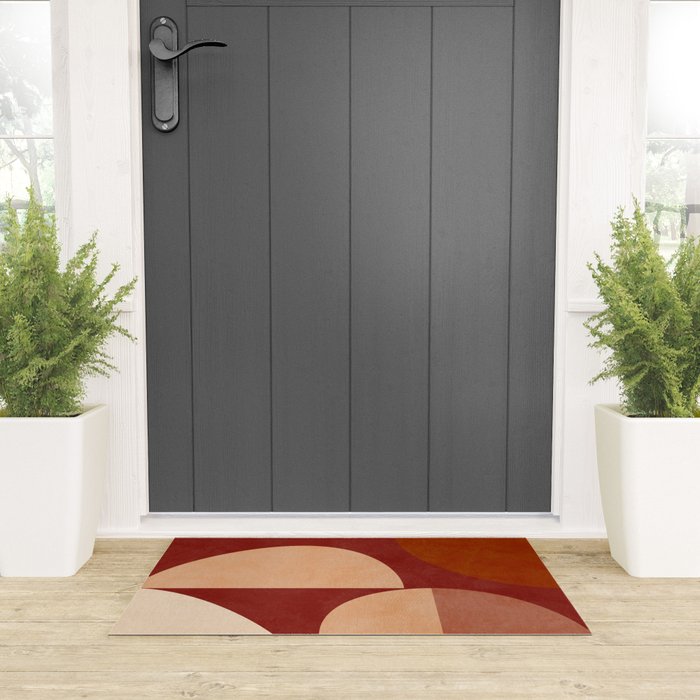 abstract retro shapes earthy Welcome Mat Gallery Image 3