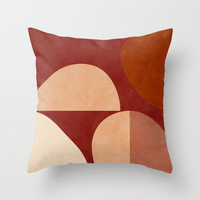 abstract retro shapes earthy Throw Pillow Gallery Image 6