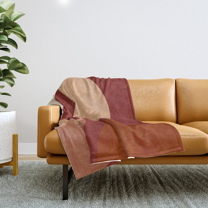 abstract retro shapes earthy Throw Blanket Gallery Image 1