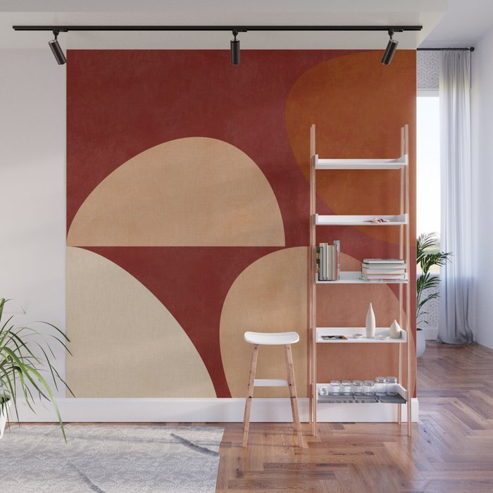 abstract retro shapes earthy Wall Mural Gallery Image 1