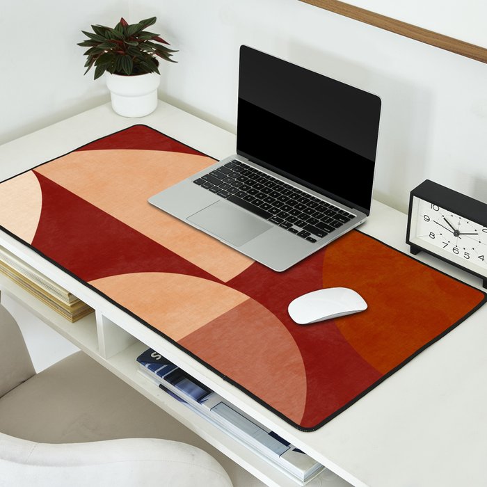 abstract retro shapes earthy Desk Mat Gallery Image 2