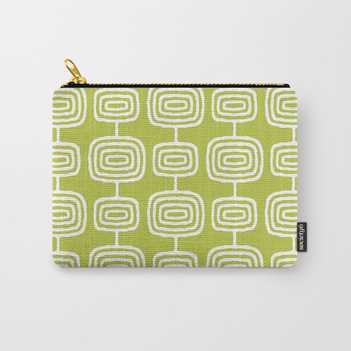 Mid Century Modern Atomic Rings Pattern Chartreuse Carry All Pouch Gallery Image 1