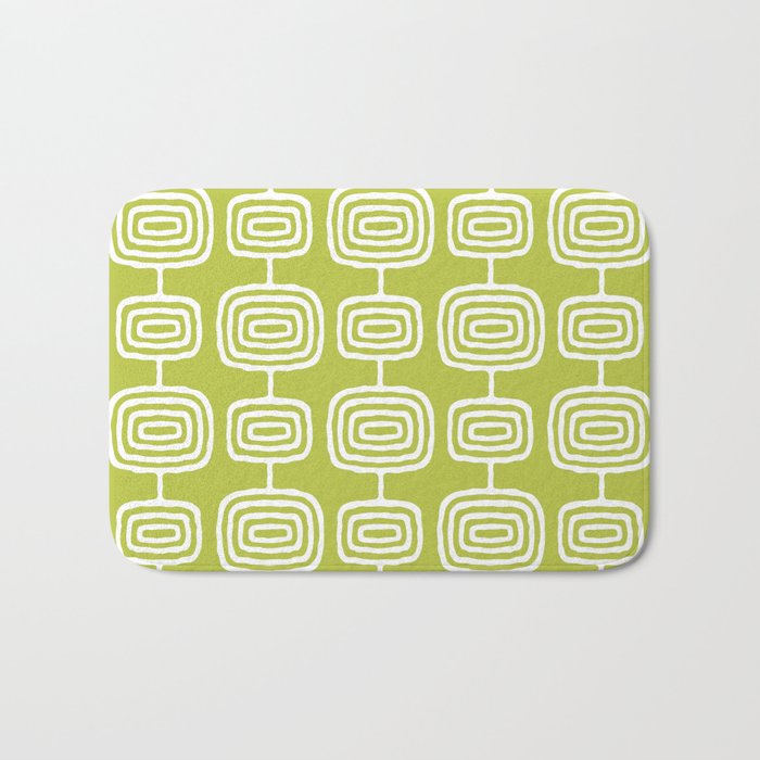 Mid Century Modern Atomic Rings Pattern Chartreuse Bath Mat Gallery Image 1
