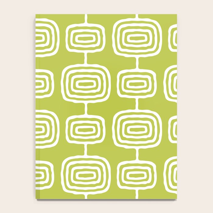 Mid Century Modern Atomic Rings Pattern Chartreuse Notebook Gallery Image 4
