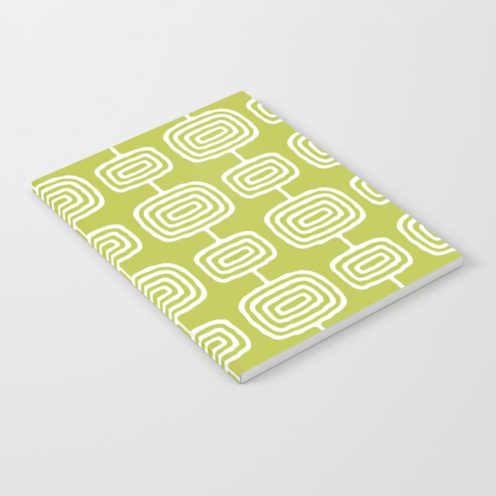 Mid Century Modern Atomic Rings Pattern Chartreuse Notebook Gallery Image 2