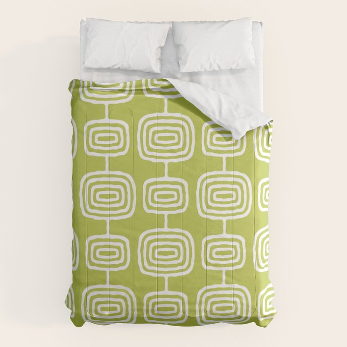 Mid Century Modern Atomic Rings Pattern Chartreuse Comforter Gallery Image 6