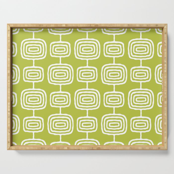 Mid Century Modern Atomic Rings Pattern Chartreuse Serving Tray Gallery Image 1
