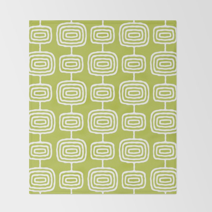 Mid Century Modern Atomic Rings Pattern Chartreuse Throw Blanket Gallery Image 2