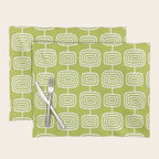 Mid Century Modern Atomic Rings Pattern Chartreuse Placemat Gallery Image 1