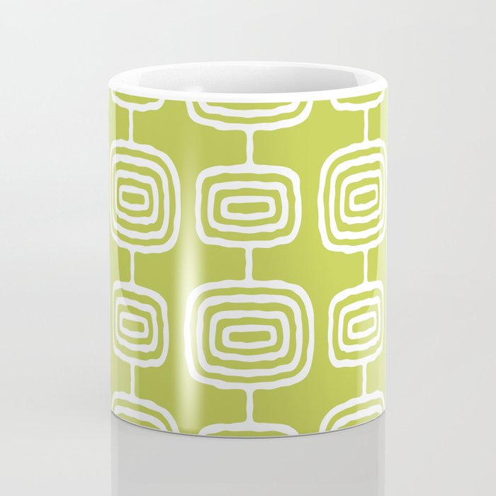 Mid Century Modern Atomic Rings Pattern Chartreuse Coffee Mug Gallery Image 4