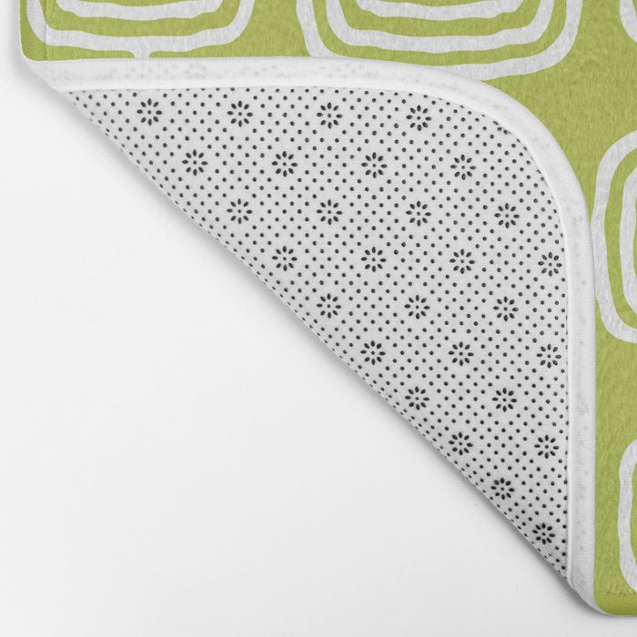 Mid Century Modern Atomic Rings Pattern Chartreuse Bath Mat Gallery Image 2