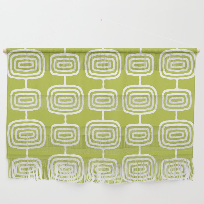 Mid Century Modern Atomic Rings Pattern Chartreuse Wall Hanging Gallery Image 1