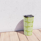 Mid Century Modern Atomic Rings Pattern Chartreuse Travel Mug Gallery Image 4