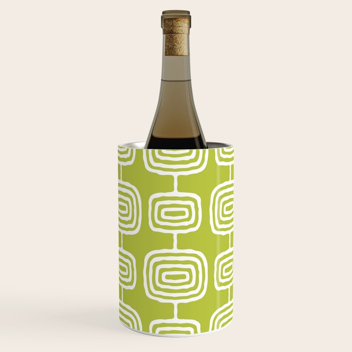 Mid Century Modern Atomic Rings Pattern Chartreuse Wine Chiller Gallery Image 1