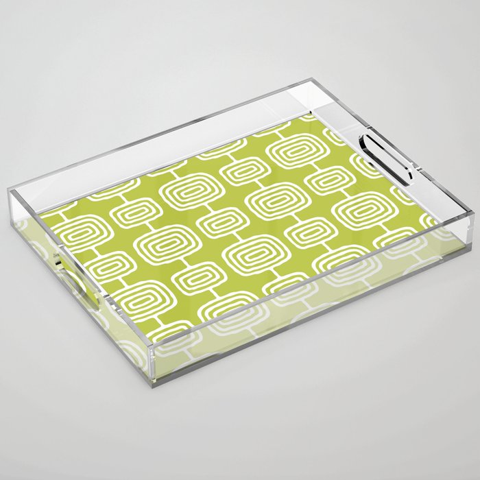 Mid Century Modern Atomic Rings Pattern Chartreuse Acrylic Tray Gallery Image 1