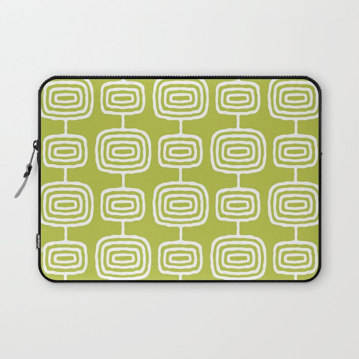 Mid Century Modern Atomic Rings Pattern Chartreuse Laptop Sleeve Gallery Image 1