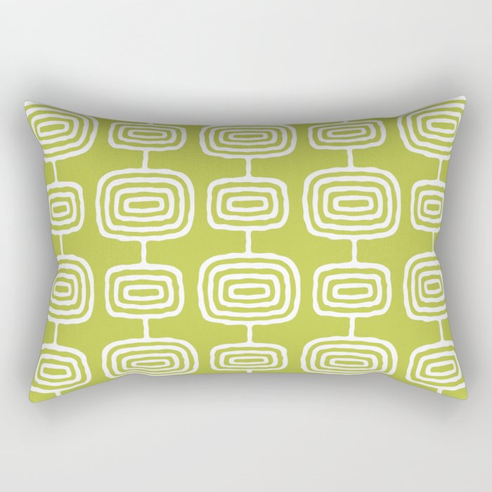 Mid Century Modern Atomic Rings Pattern Chartreuse Rectangular Pillow Gallery Image 1
