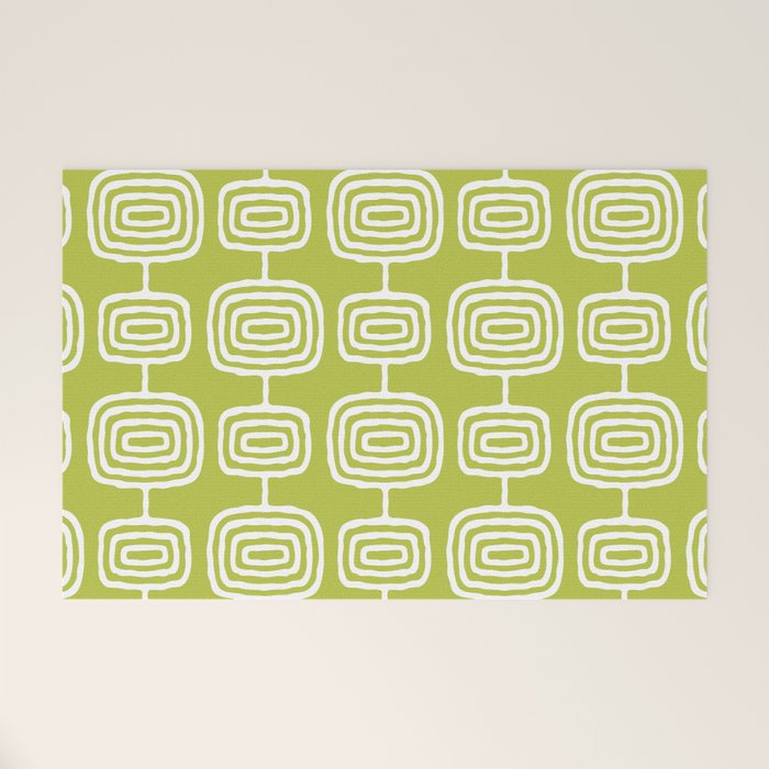Mid Century Modern Atomic Rings Pattern Chartreuse Welcome Mat Gallery Image 1
