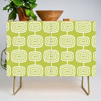 Mid Century Modern Atomic Rings Pattern Chartreuse Credenza Gallery Image 1