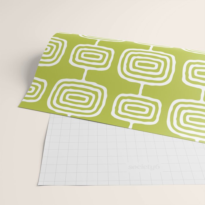 Mid Century Modern Atomic Rings Pattern Chartreuse Wrapping Paper Gallery Image 2