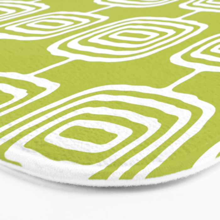 Mid Century Modern Atomic Rings Pattern Chartreuse Bath Mat Gallery Image 3
