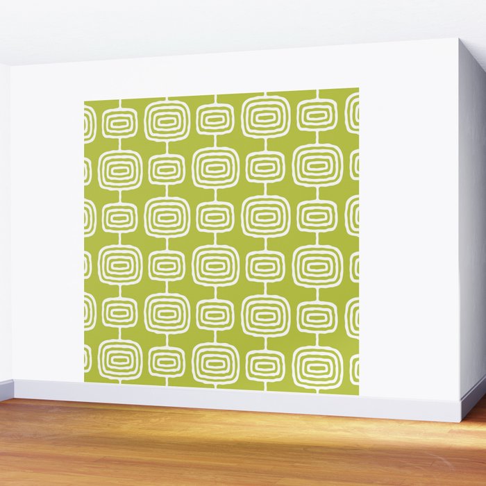 Mid Century Modern Atomic Rings Pattern Chartreuse Wall Mural Gallery Image 2