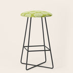 Mid Century Modern Atomic Rings Pattern Chartreuse Stool Gallery Image 1