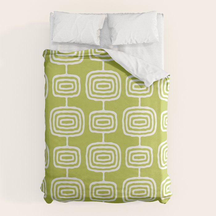 Mid Century Modern Atomic Rings Pattern Chartreuse Duvet Cover Gallery Image 6