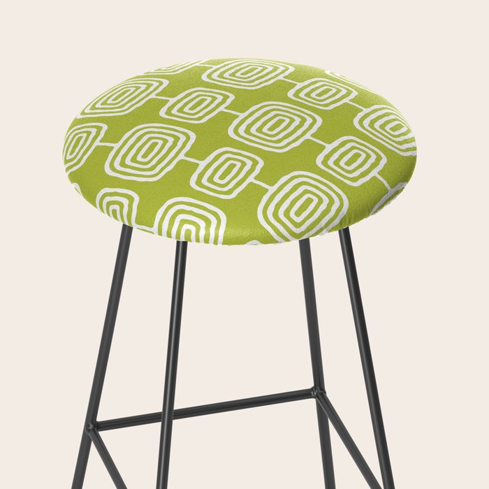 Mid Century Modern Atomic Rings Pattern Chartreuse Stool Gallery Image 2