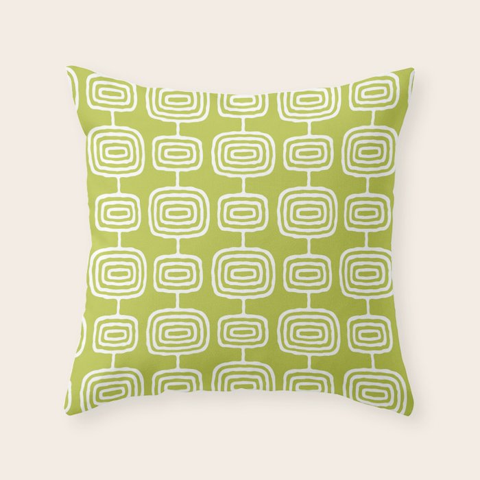Mid Century Modern Atomic Rings Pattern Chartreuse Throw Pillow Gallery Image 6