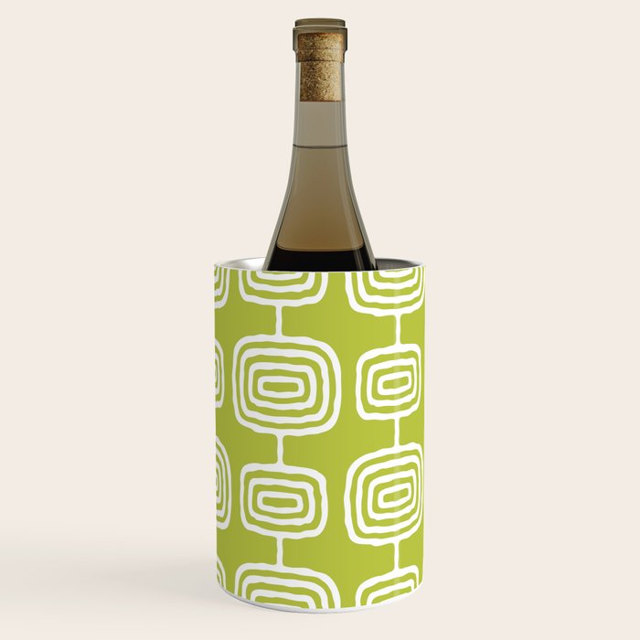 Mid Century Modern Atomic Rings Pattern Chartreuse Wine Chiller Gallery Image 3