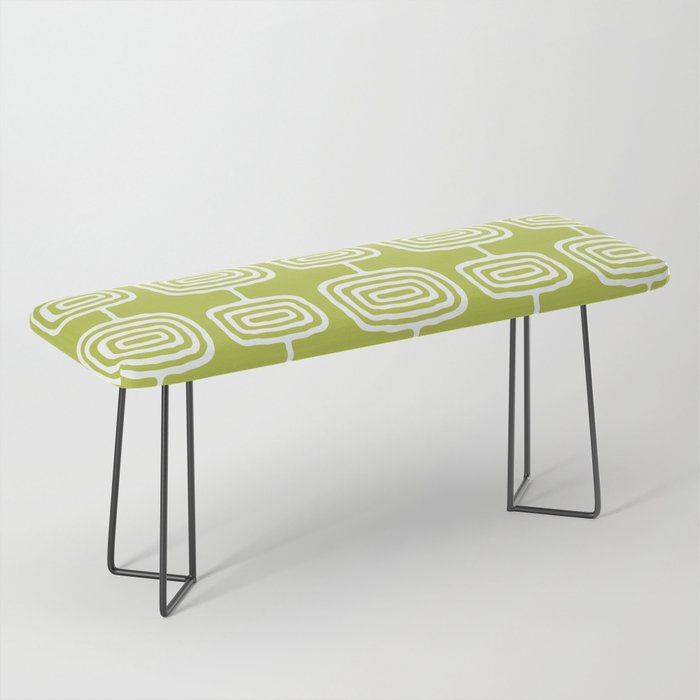 Mid Century Modern Atomic Rings Pattern Chartreuse Bench Gallery Image 1