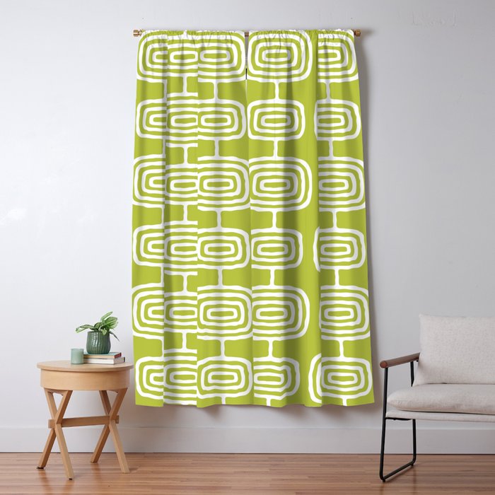 Mid Century Modern Atomic Rings Pattern Chartreuse Window Curtain Gallery Image 5