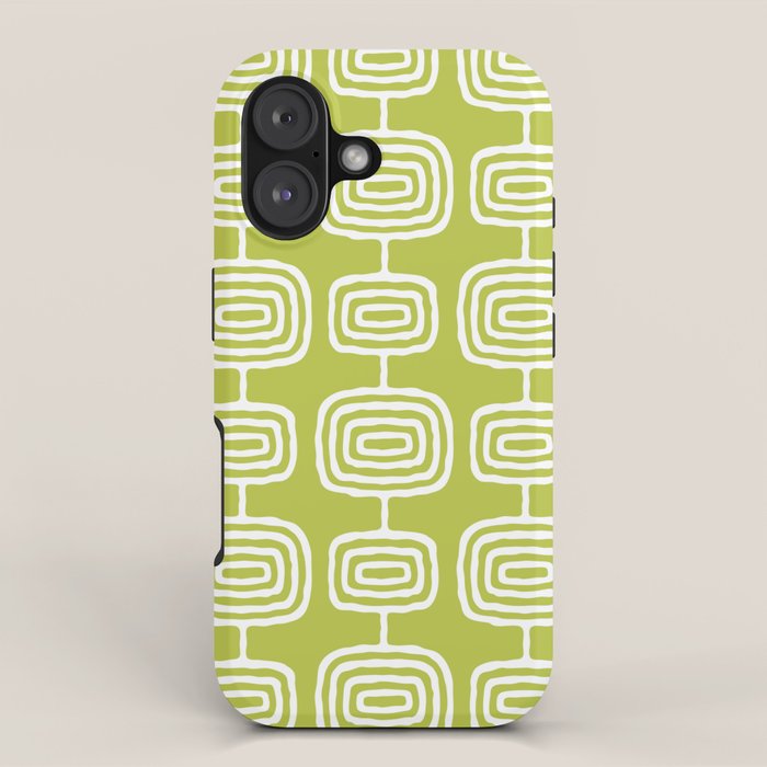Mid Century Modern Atomic Rings Pattern Chartreuse iPhone Case Gallery Image 1