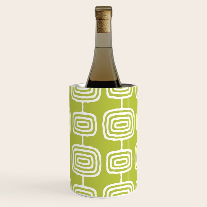 Mid Century Modern Atomic Rings Pattern Chartreuse Wine Chiller Gallery Image 2