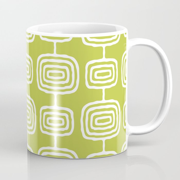 Mid Century Modern Atomic Rings Pattern Chartreuse Coffee Mug Gallery Image 1