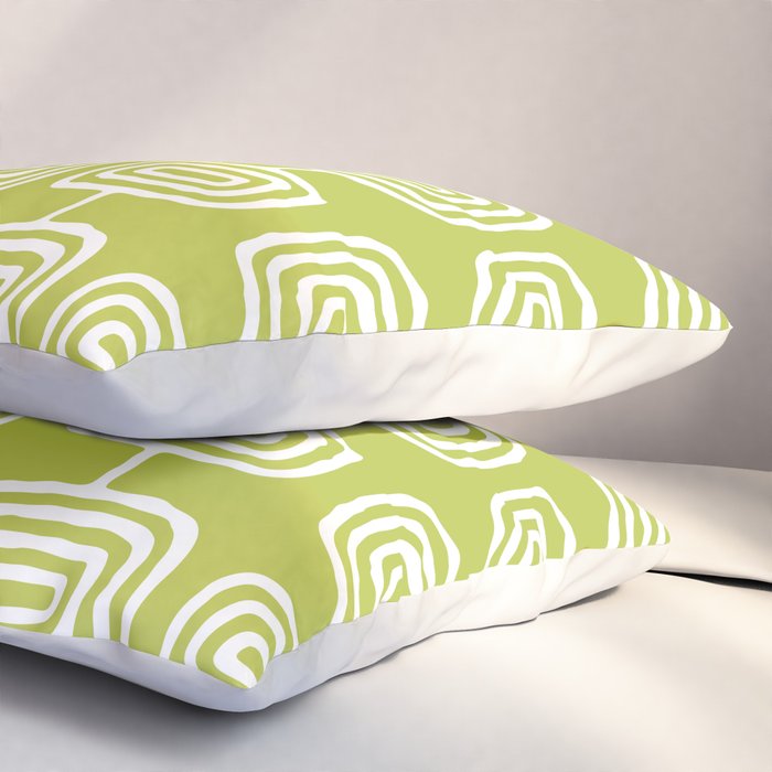 Mid Century Modern Atomic Rings Pattern Chartreuse Pillow Sham Gallery Image 3